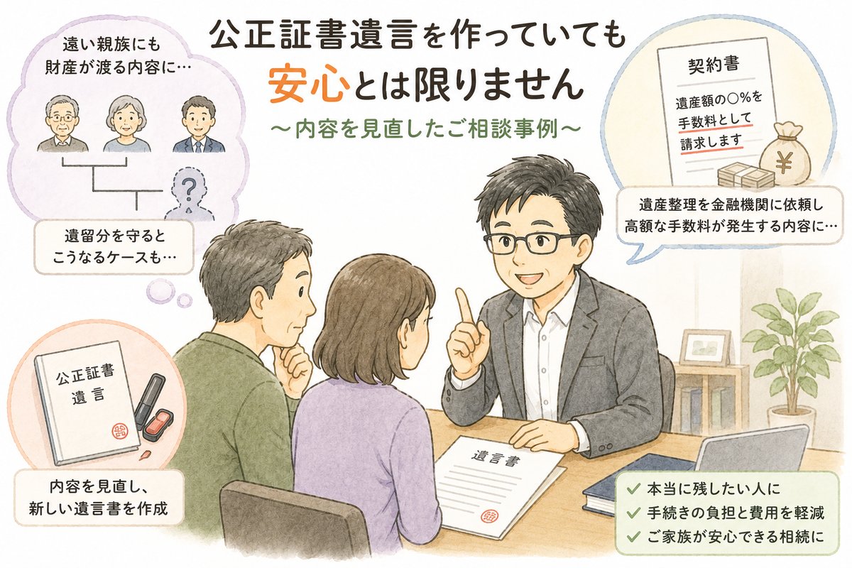 公正証書遺言を作っていても安心とは限りません 内容を見直したご相談事例